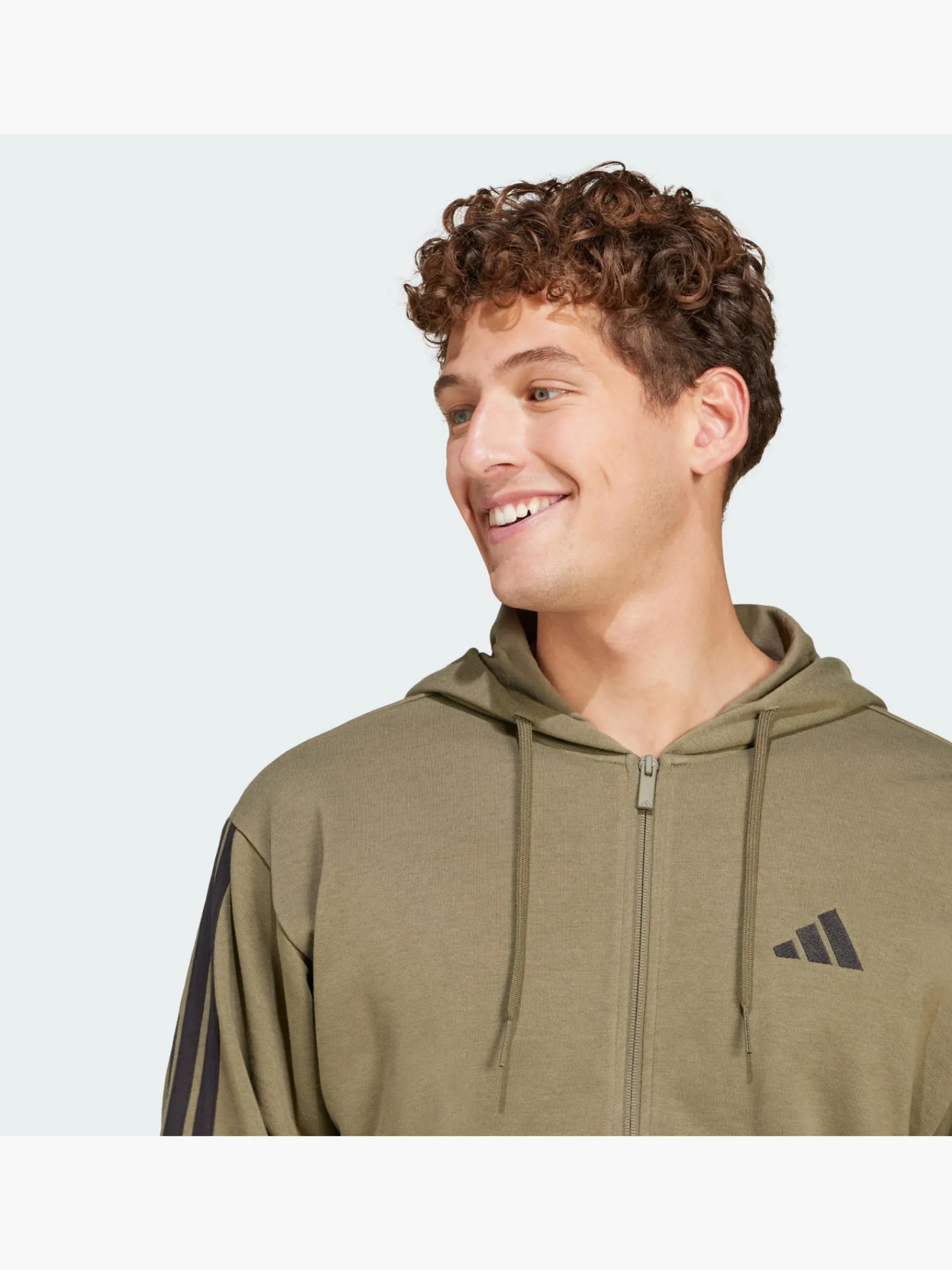 Herren adidas Essentials 3-Streifen French Terry Kapuzenjacke