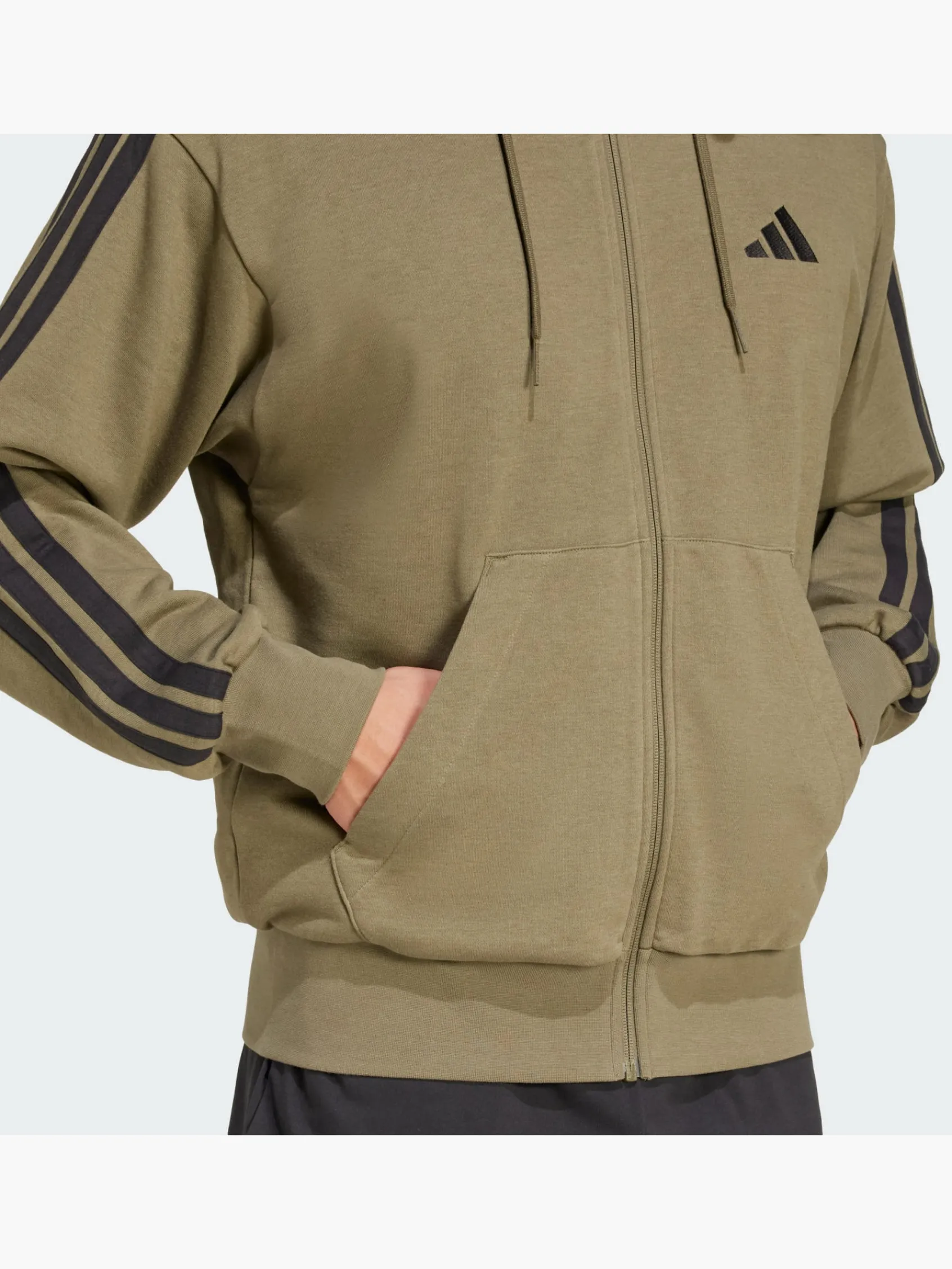 Herren adidas Essentials 3-Streifen French Terry Kapuzenjacke