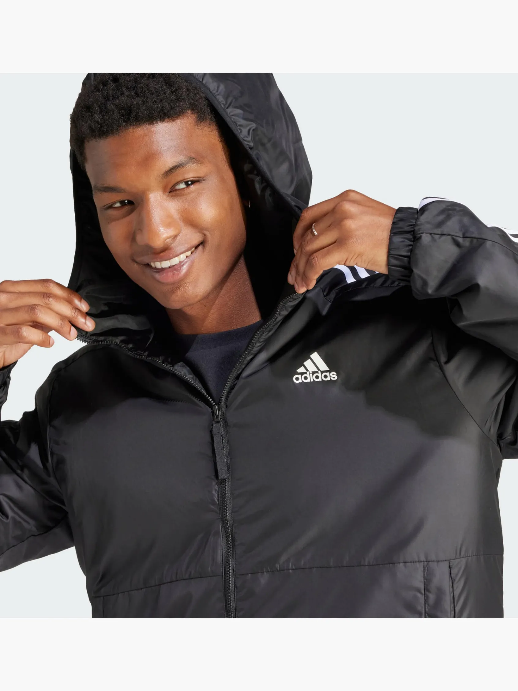 Herren adidas Essentials 3-Streifen Insulated Hooded Jacke