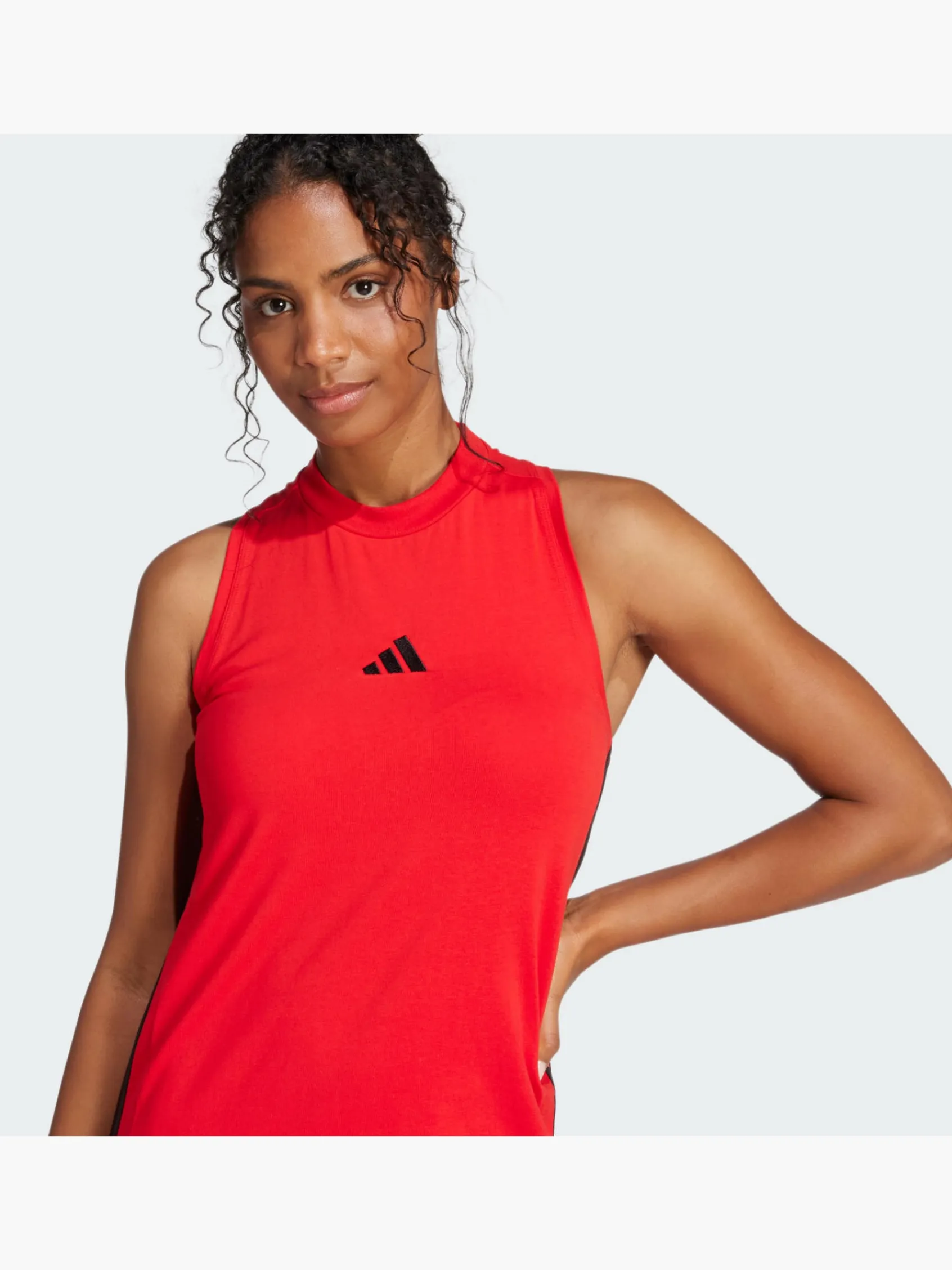 Damen adidas Essentials 3-Streifen Long Racerback Kleid