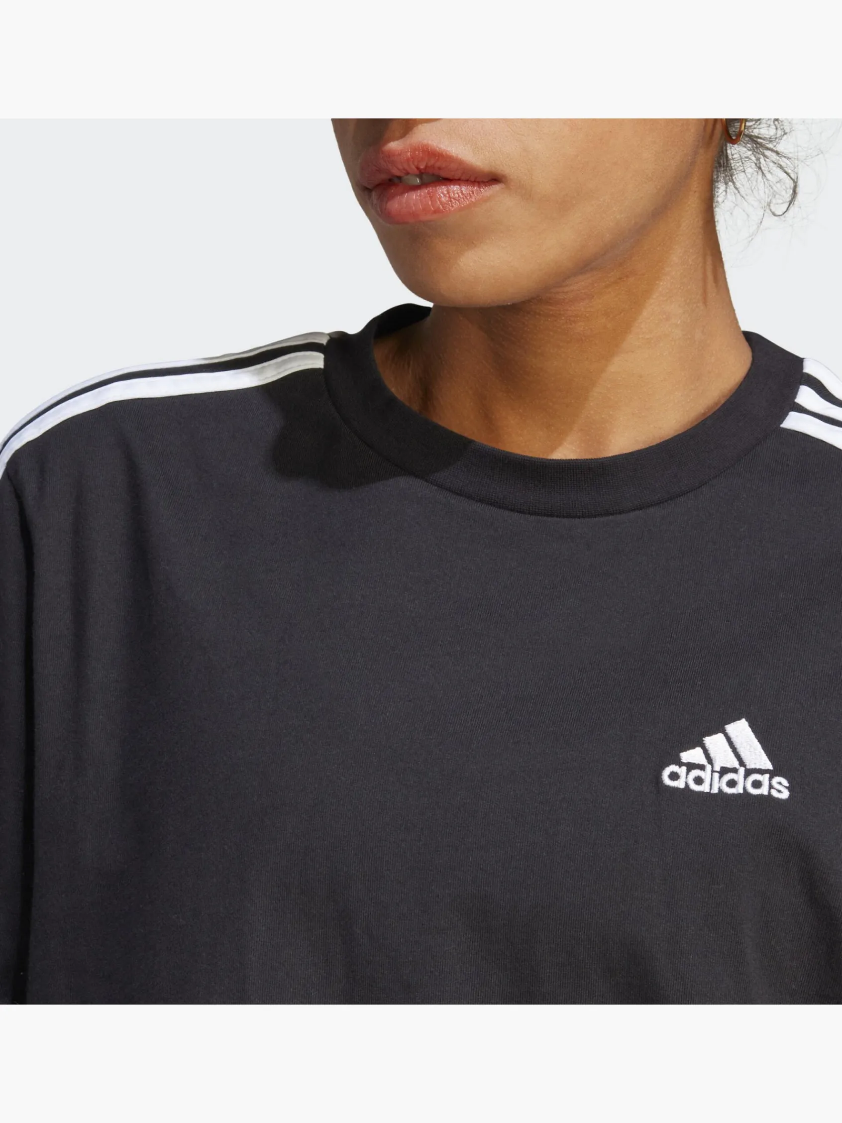 Damen adidas Essentials 3-Streifen Single Jersey Boyfriend T-Shirt-Kleid
