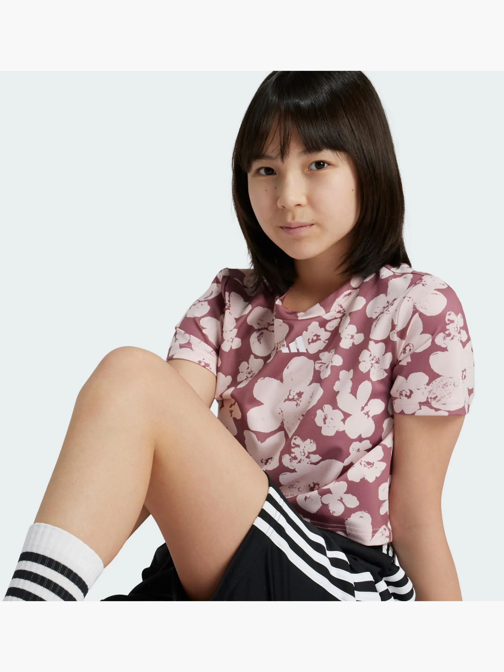 Kinder adidas Train Essentials Seasonal Printed Training Kids Crop-Shirt